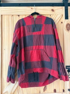 PacSun Red & Black Buffalo Plaid Hooded Pullover Jacket XL